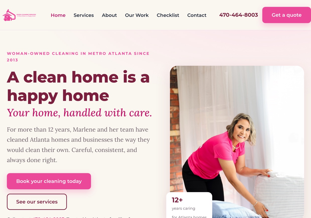 Eggea Cleaning Services, site no ar