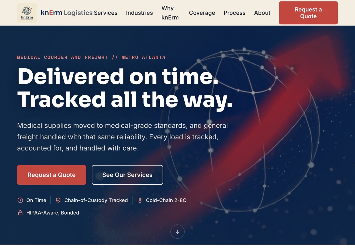knErm Logistics, site no ar