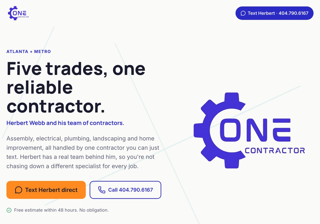 One Contractor, site no ar